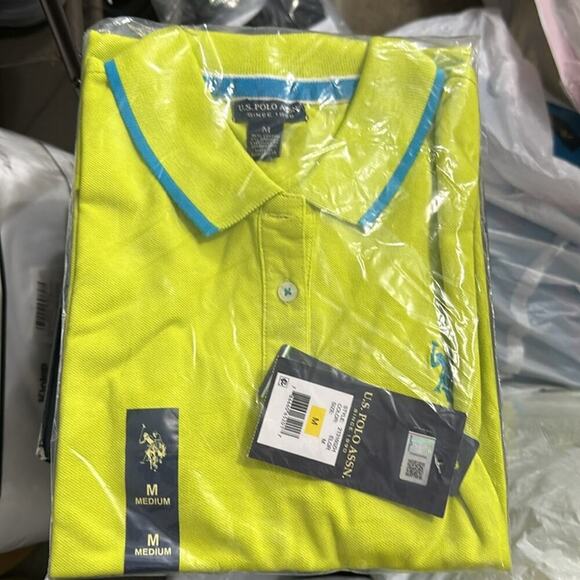 U.S. Polo Assn. Women's Tipped Solid Polo Shirt Color - Electric Lime - Size M - Picture 6 of 6